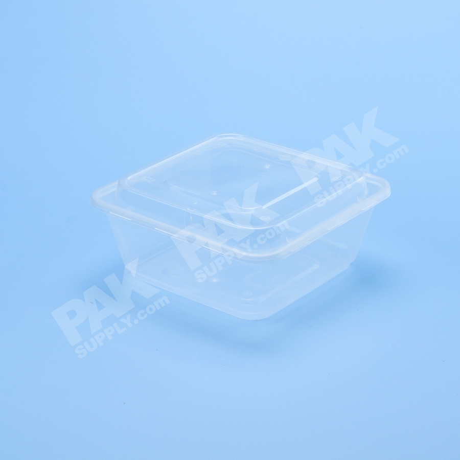 กล่องอาหารจัตุรัส PP ใส 1000 ml + ฝาโดม (50 PCS/PACK)