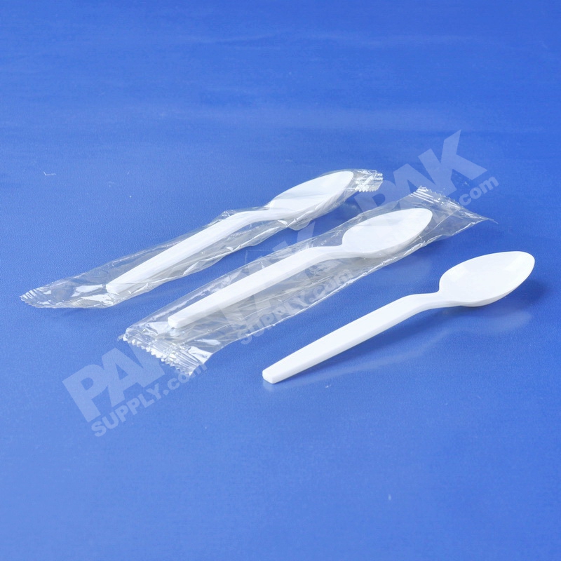 ช้อนพลาสติกขาว แพ็คในซองพลาสติก (50 PCS/PACK)