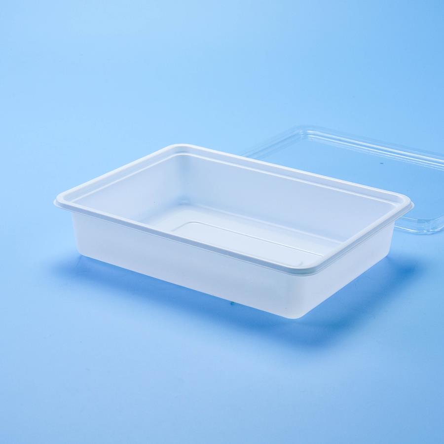 กล่องอาหาร PS ขาว E-49 (EX) + ฝา PET ใส (25 PCS/PACK)