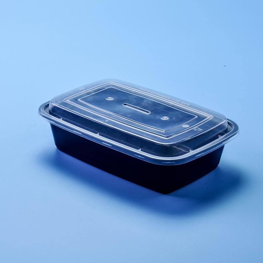 กล่องอาหาร PP ดำ 1000 ml (PO) + ฝาโดม (50 PCS/PACK)